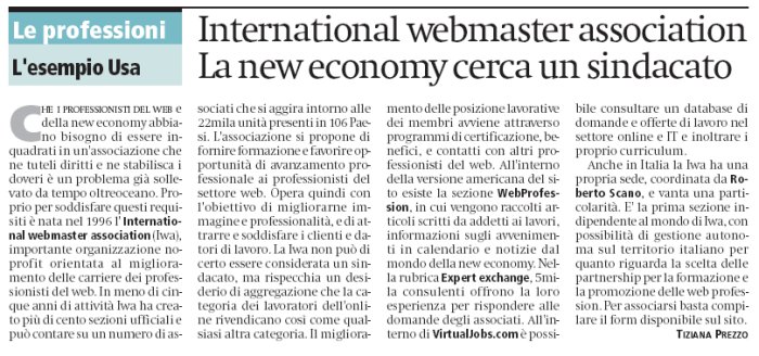 15 agosto 2001. La mission di IWA